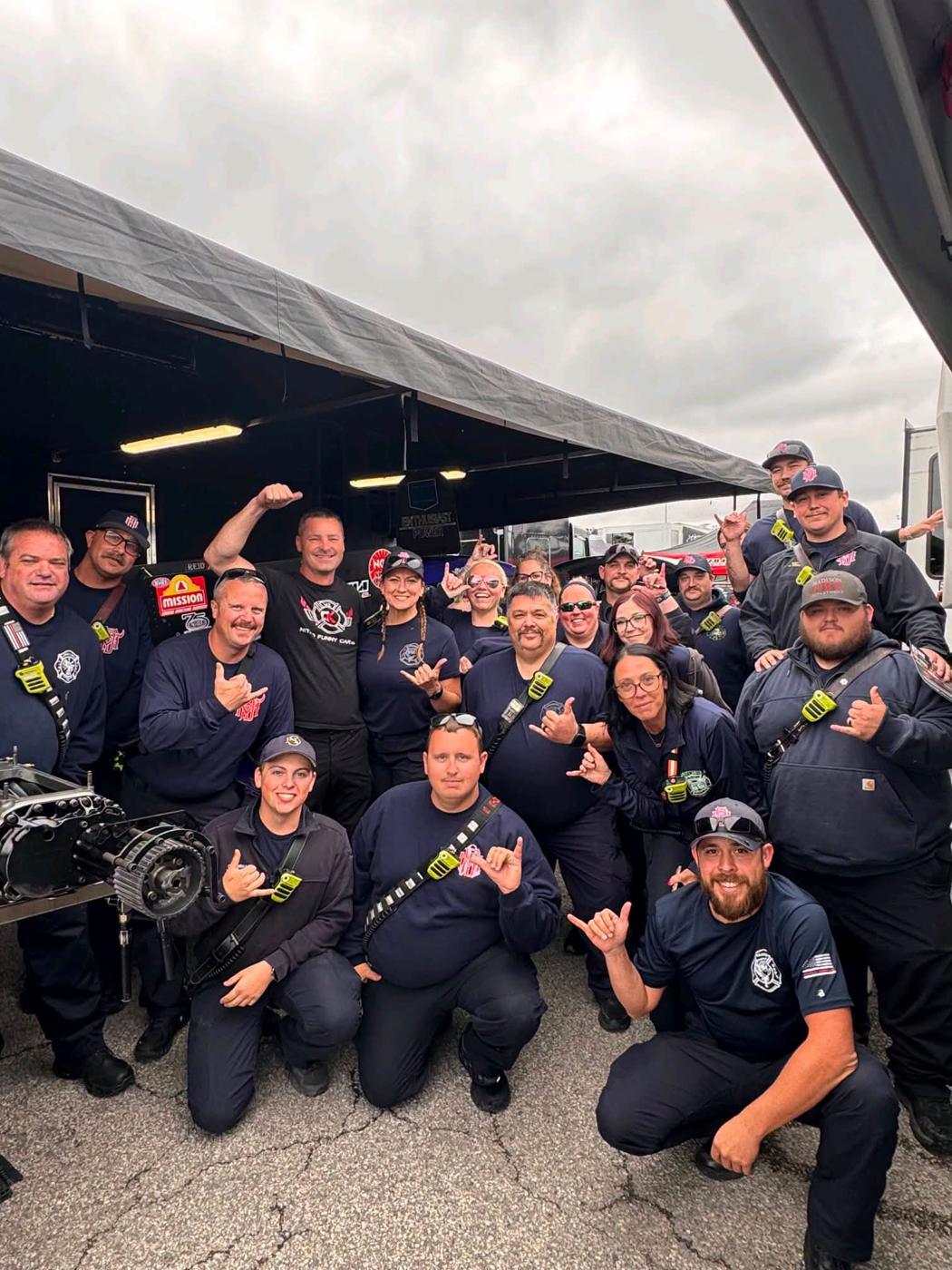 Firefighters and the team, Chris King's #343